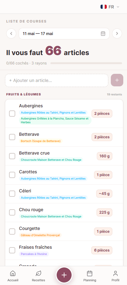 Liste de courses